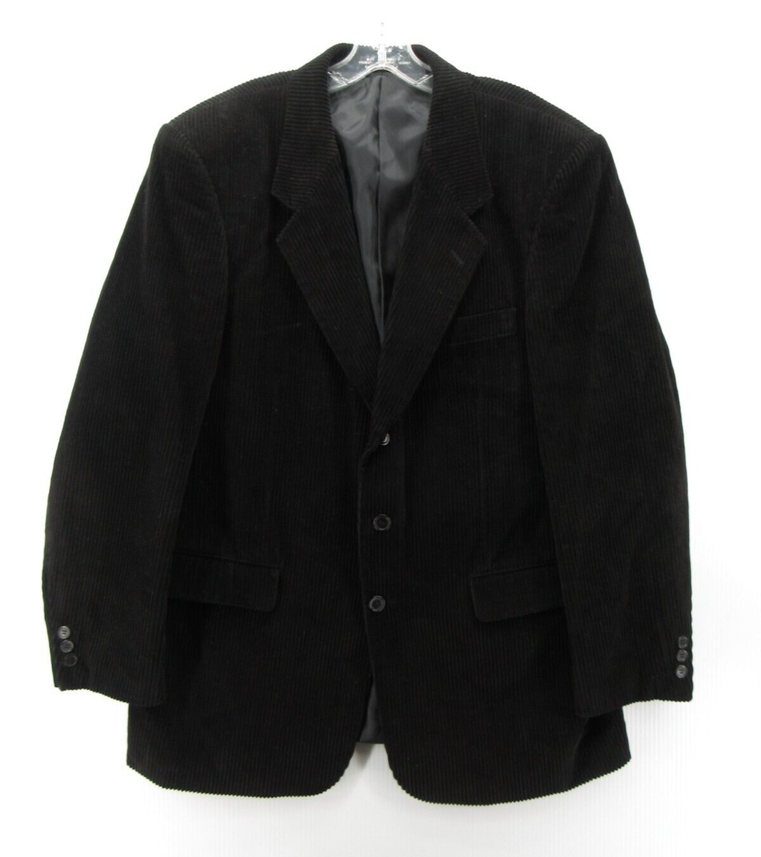 VINTAGE Oleg Cassini Sport Coat Men 44 Long Black Blazer Corduroy