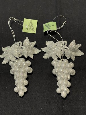 VTG World Market Sparkling Silver Grape Ornaments perfect for multiple events