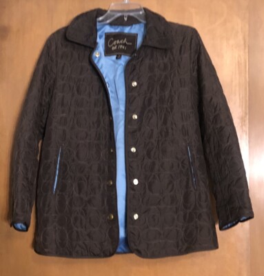 NICE! Sz XS COACH Jacket Coat ;Quilted Monogram In Brown W