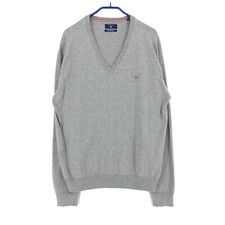 GANT Men 30 Wool V-Neck Jumper Pullover Sweater Size L
