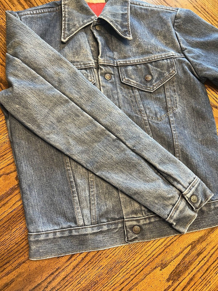 Vintage 1970s JCPenney Denim Jacket Quilted Red Lining Mens Vintage 1970s JCPenney Denim Jacket Quilted Red Lining Mens