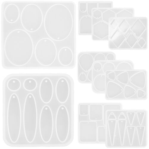  11 Pcs UV Resin Molds Pendant Silicone DIY Mould Circle Earrings Jewelry Arched - Afbeelding 1 van 12