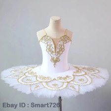 New White Ballet Tutu Kids Girls Ballet Dance Costumes Ballerina Professional