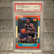 1986 Fleer Alvin Robertson #92 *Spurs* PSA 8 NM-MT