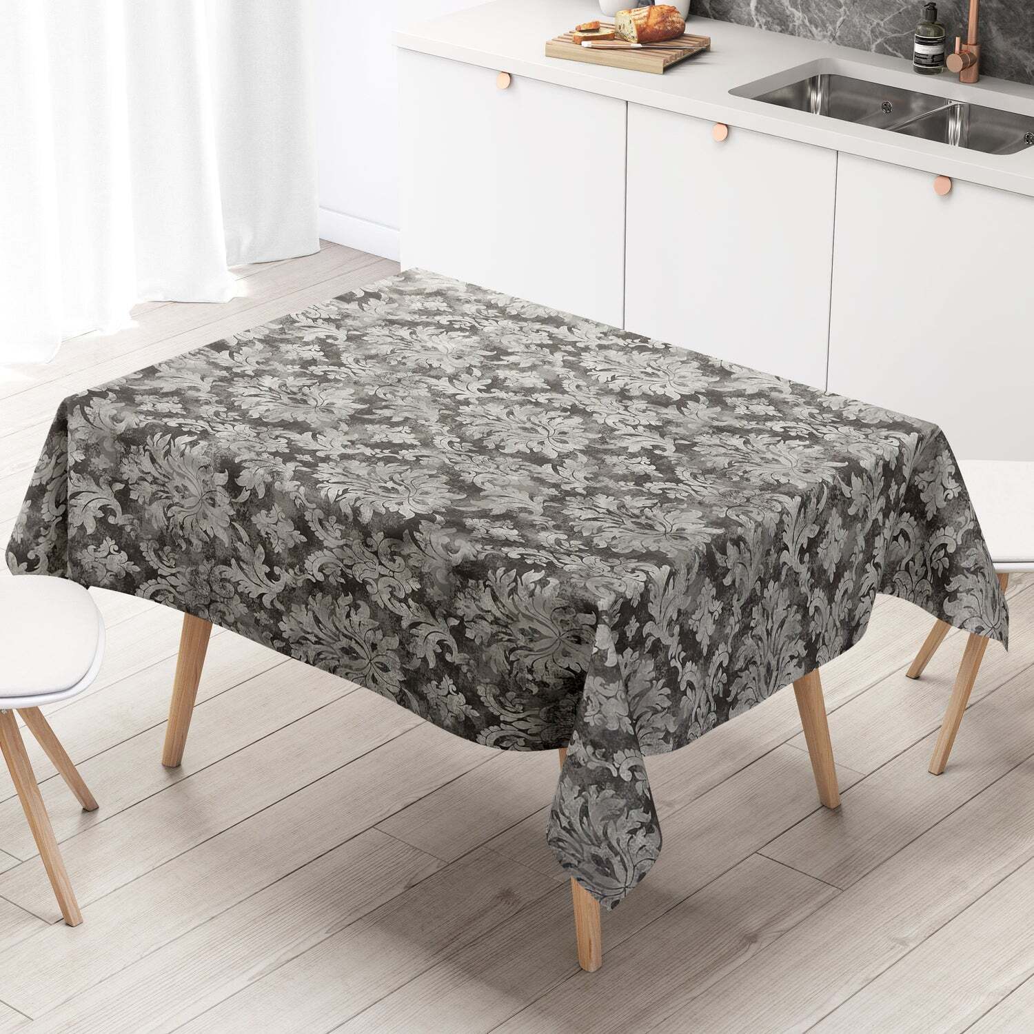 KEVKUS Wachstuch Tischdecke 'Städtenamen' – Schwarz/Weiß, 120x160 Cm Oval | Mit Fleece-Rückseite, Pflegeleicht