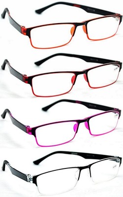 4 PAAR halb gerahmte Lesebrille Auswahl von 4 Farben Retro Herren Damen MT115