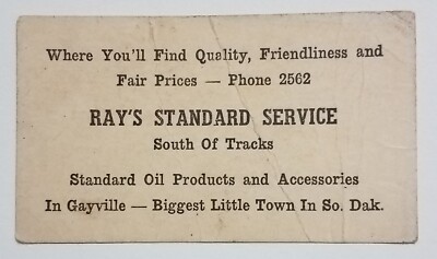 Ray's Standard Service Oil Gayville South Dakota Risque Business Card 1950s-60s