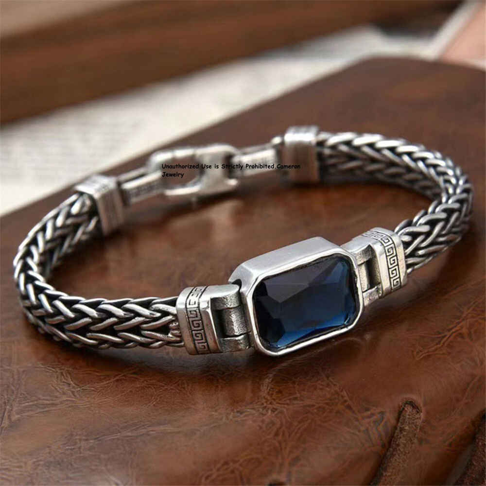 Real S925 Sterling Silver Bracelet Men Women Braided Wheat Link