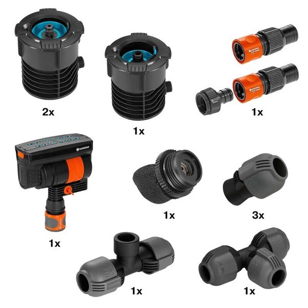 Gardena 8272-20 Sprinklersystem Pipeline Start-Set Mit Viereckregner BewäSserung-image