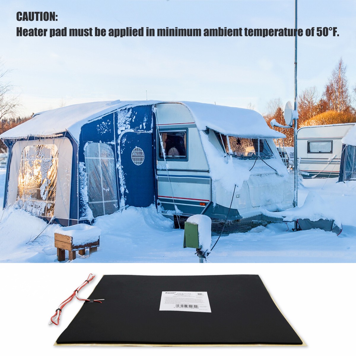 CamperXlite Watertank Verwarmingspad voor Camper met Automatische Thermostaat, 44cm×30cm DC 12V vuilwatertankverwarmer voor Camper Zoet Water/Grijs Water/Zwart Water Tank (2pcs
