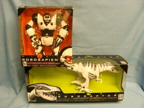 WOW WEE MINI  ROBOSAPIEN AND MINI ROBORAPTOR ROBOTS