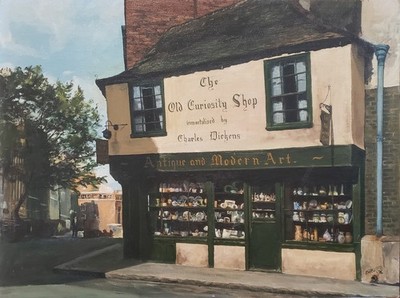 Bartusch 1976 Oil Painting On Board ''The Old Curiosity Shop'' Signed Unframed