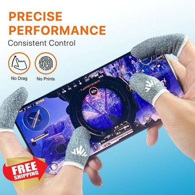 10x Silver Fiber Gaming Finger Sleeves Breathable PUBG Gloves
