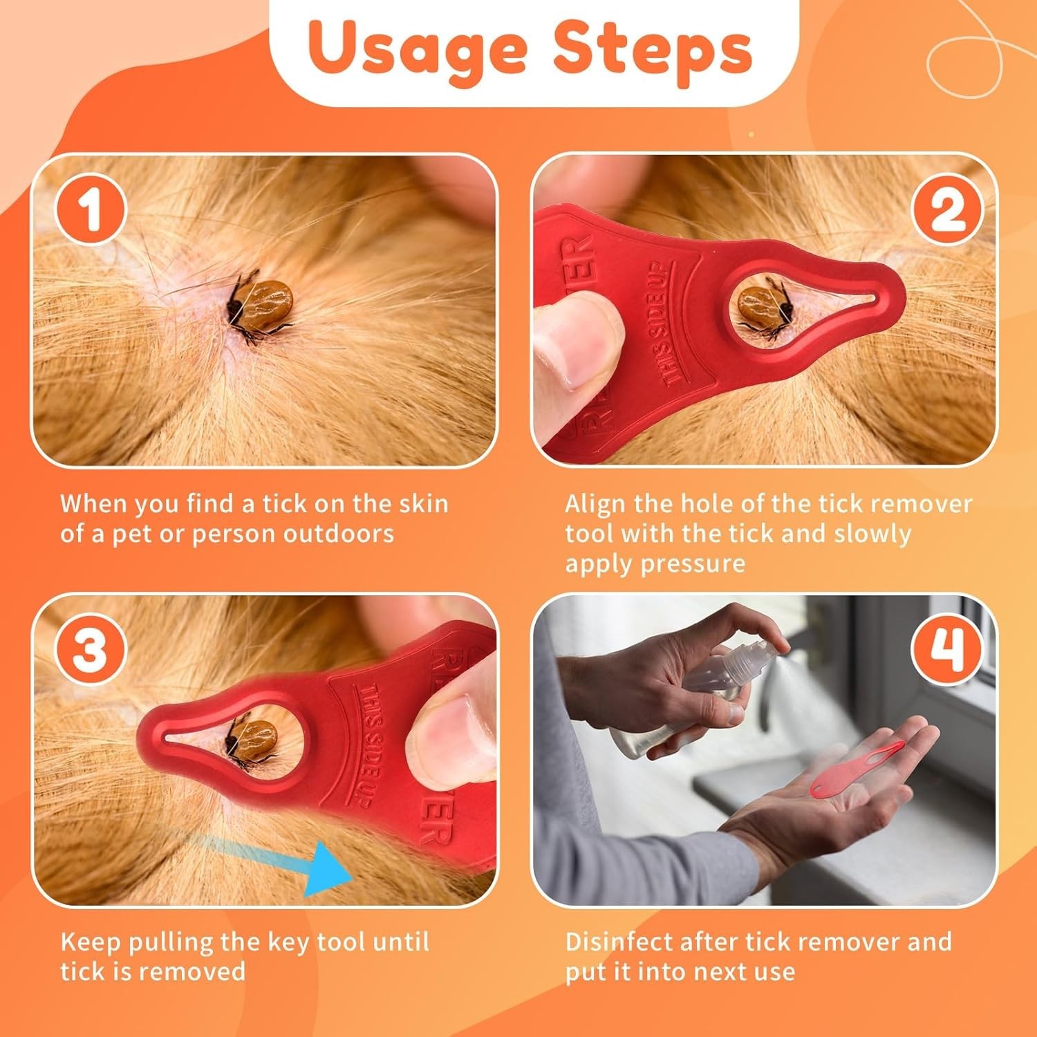 3 Pack Portable Tick Removal Tools for Dogs, Pets, and Humans, Safe & Efficient