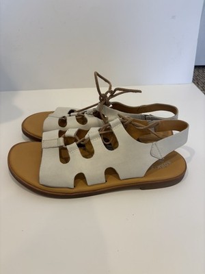 Kork-Ease Pearl Lace-Up Gladiator Flat White Leather Sandal Women s Sz 11