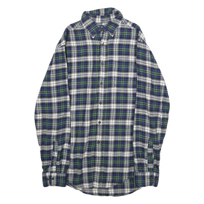 CROFT & BARROW Herren Blau Grün Weiß Kariertes Hemd S Button-Down Kragen Lang