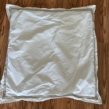 RESTORATION HARDWARE White ITALIAN SATIN STITCH Euro SHAM White Tan