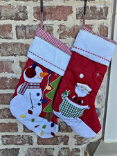 Bundle of 2 Pottery Barn Kids Red Quilted Christmas Stockings,No Monogram
