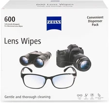 ZEISS Lens Cleaning Wipes 600 Count Pre-Moistened Streak-Free Eyeglass Cleaner