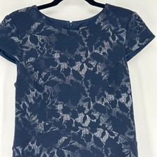Vince Camuto Jacquard Cap Sleeve Floral Print Blue Dress, Sz 8
