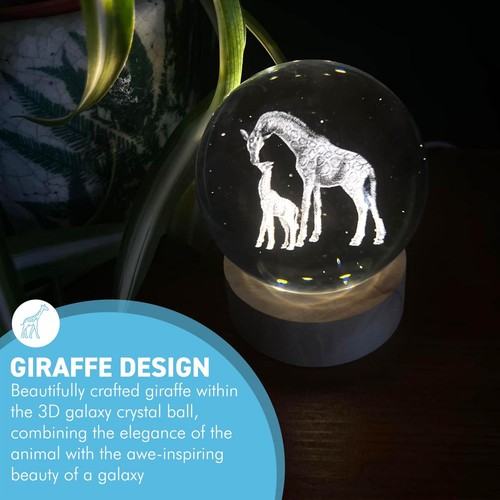 3D Crystal Ball Night Light USB Lamp with Giraffe Design, Ludosphere LED Decor - Picture 3 of 7