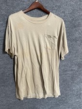 Fruit Of The Loom Shirt Mens XL Beige Pocket Tee Tagless Crewneck Casual Basic