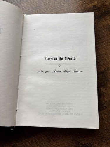 Lord of the World Robert Hugh Benson HC Catholic Dystopian Neumann Press - Bild 5 von 9