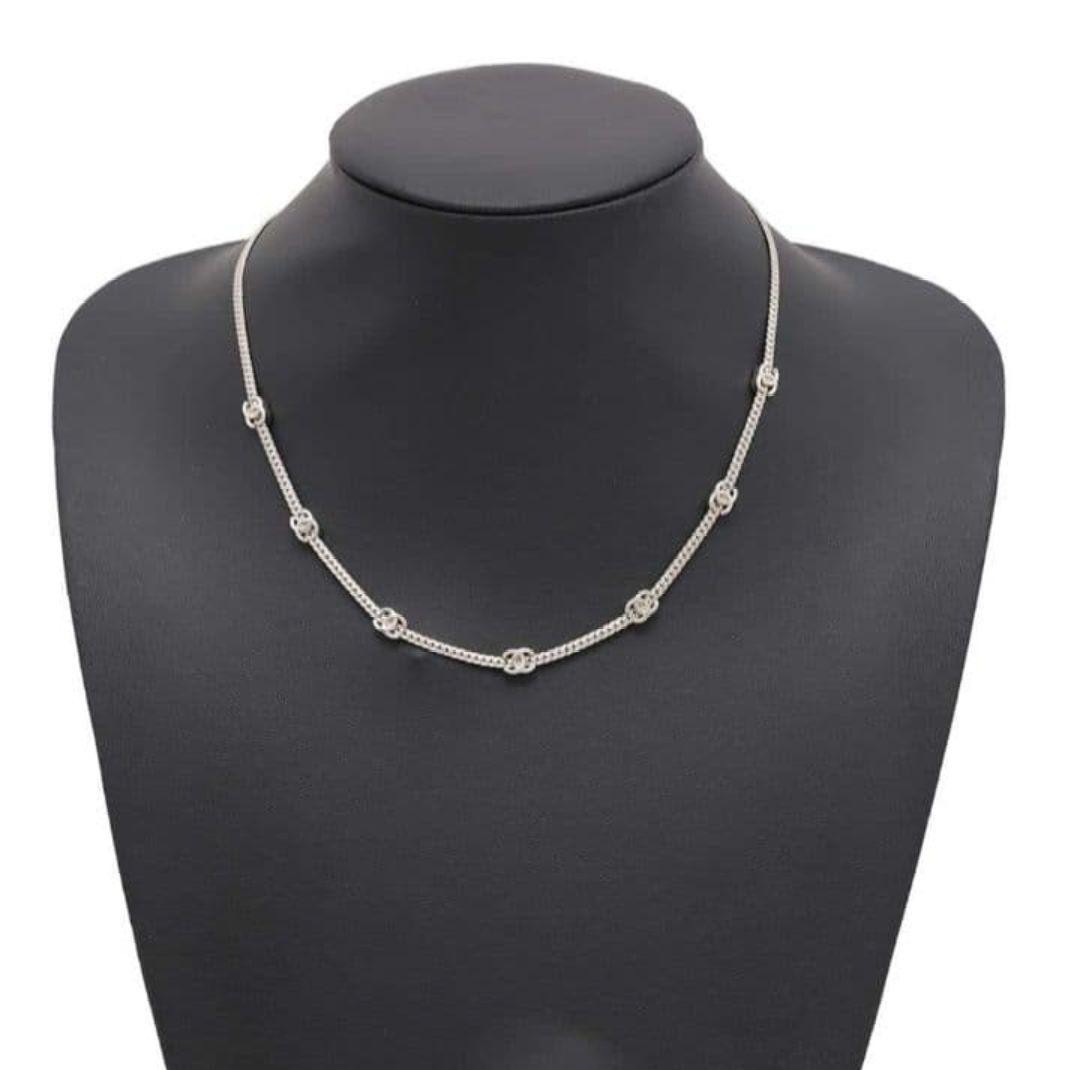 Chanel CC Logo Silver Metal Choker Necklace Used