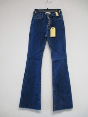 Vibrant Jeans Juniors 5 Blue Bootcut Solid Denim Stretch Button 26x32 EP5101