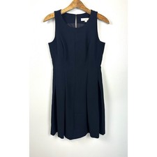 Ann Taylor LOFT Navy Sleeveless Sheath Dress Size 4 Career Classic Pleated