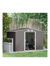 OutSunny 9 x 6FT Metal Shed with Foundation Ventilation Grey FREE DELIVERY