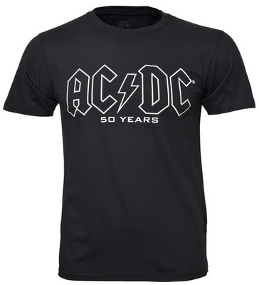 Official AC DC Logo History T Shirt 50Th Anniversary Fifty Years S