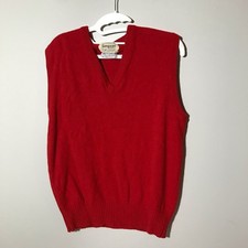 Vintage made in Scotland pure lambswool v neck red sweater vest size 42  classic