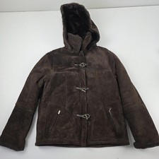 Guess Jacket Women Medium Brown Leather Hoode...