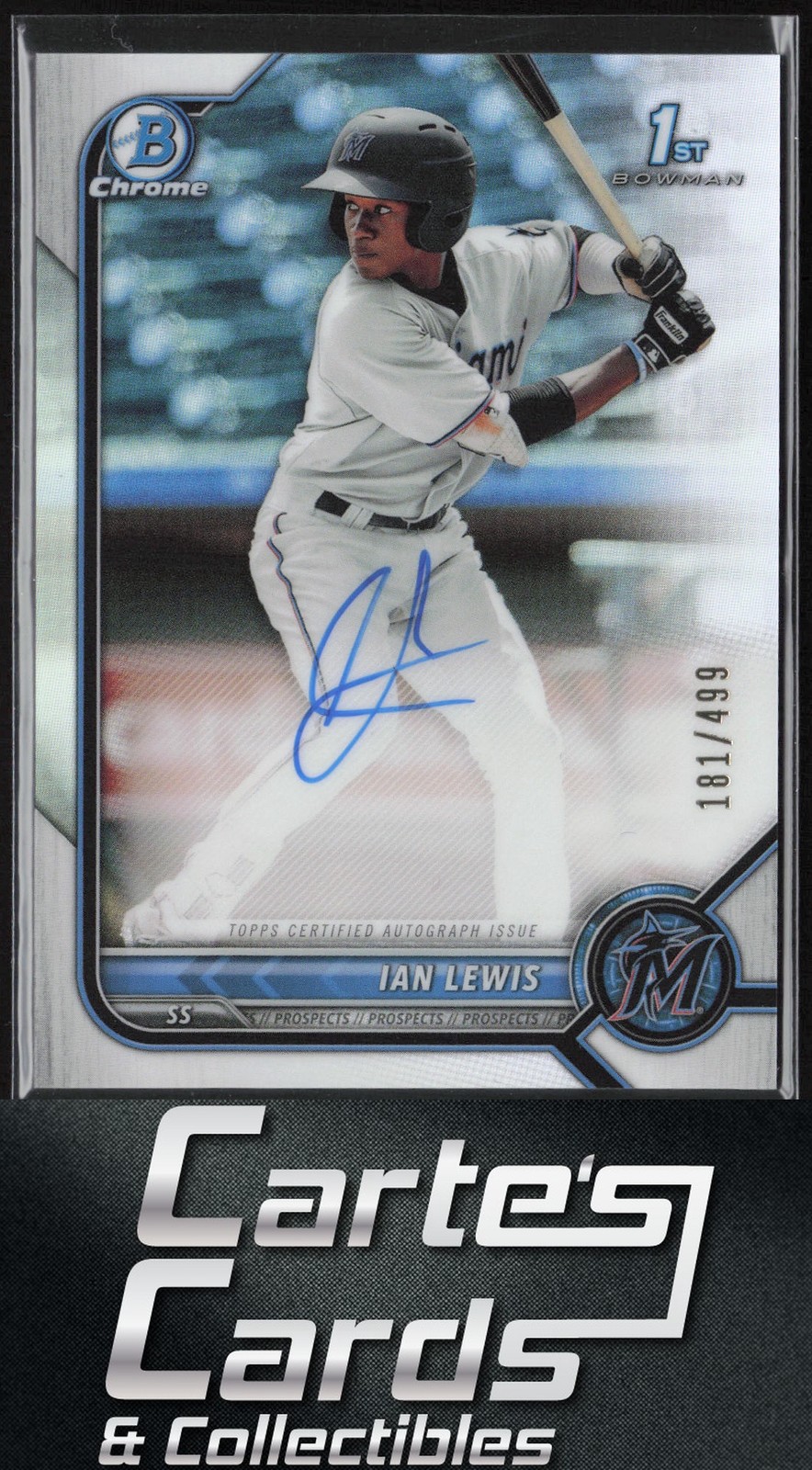 Ian Lewis 2022 Bowman Chrome CPA-IL Prospect Autograph Refractor Marlins 181/499