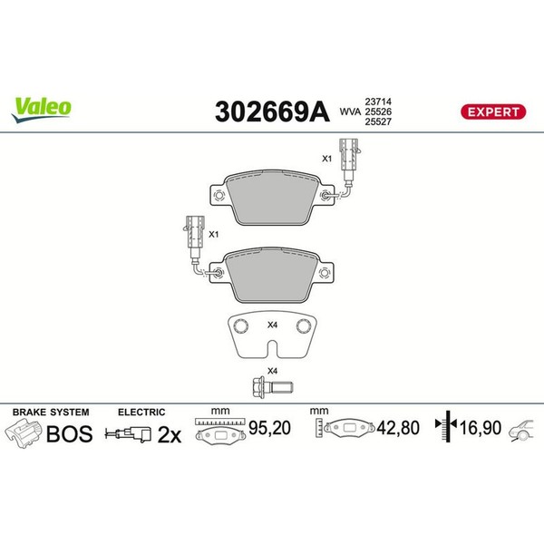 Valeo 302669A Bremsbelagsatz FüR Fiat Alfa Romeo Lancia Stilo Bravo Multipla-image