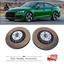 For Audi RS5 2.9L 2018-2023 375mm Pair Front Drilled Brake Disc Rotors RH+LH US