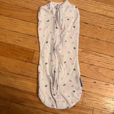 SwaddleMe Pod Newborn Baby Swaddle Zip Up White Bow Print Cotton Blend