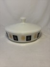 Vintage Federal Glass Milk Glass Atomic Starburst Covered Casserole