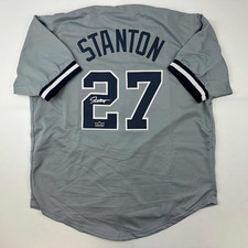Facsimile Autographed Giancarlo Stanton New York Grey Reprint Laser Auto Basebal