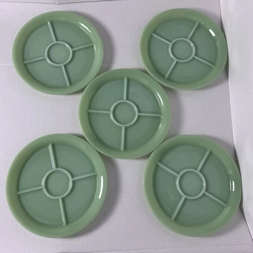 Lot of 5 Vintage Fire King Anchor Hocking Jadite Green Serving Dishes Relish