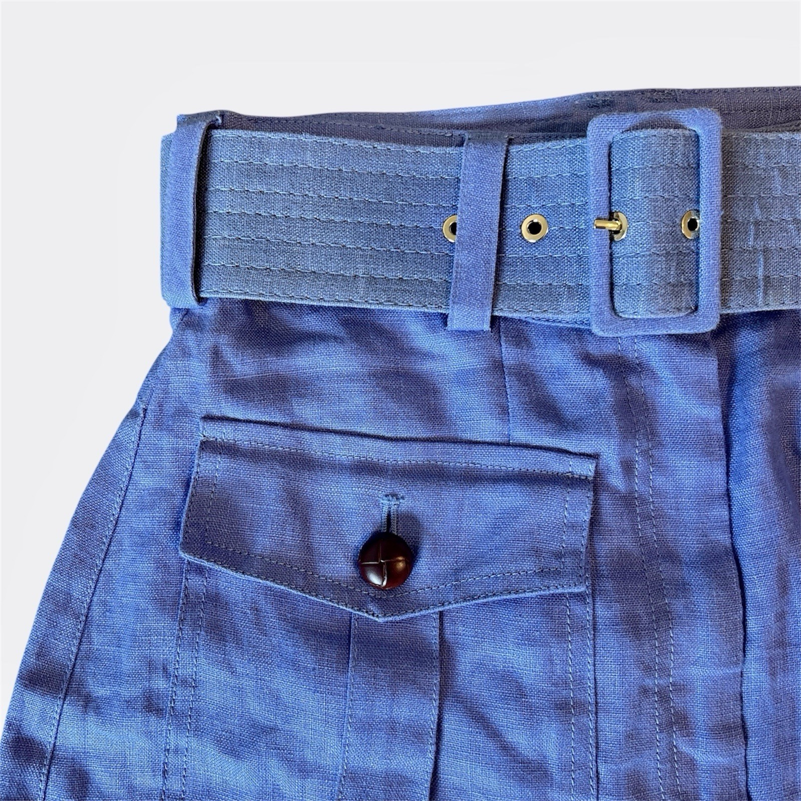Zimmermann Corsage Belted Linen Shorts 1 / AU 10 / US 6 Blue Pockets Euro Summer image 8