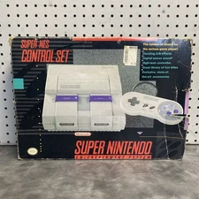 Super Nintendo SNES Console System Control Set Complete In Box