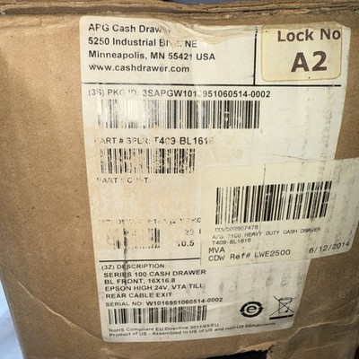 APG Series 100 Cash Drawer,Heavy Duty Black (T409-BL1616) 16  x 16.8  NEW