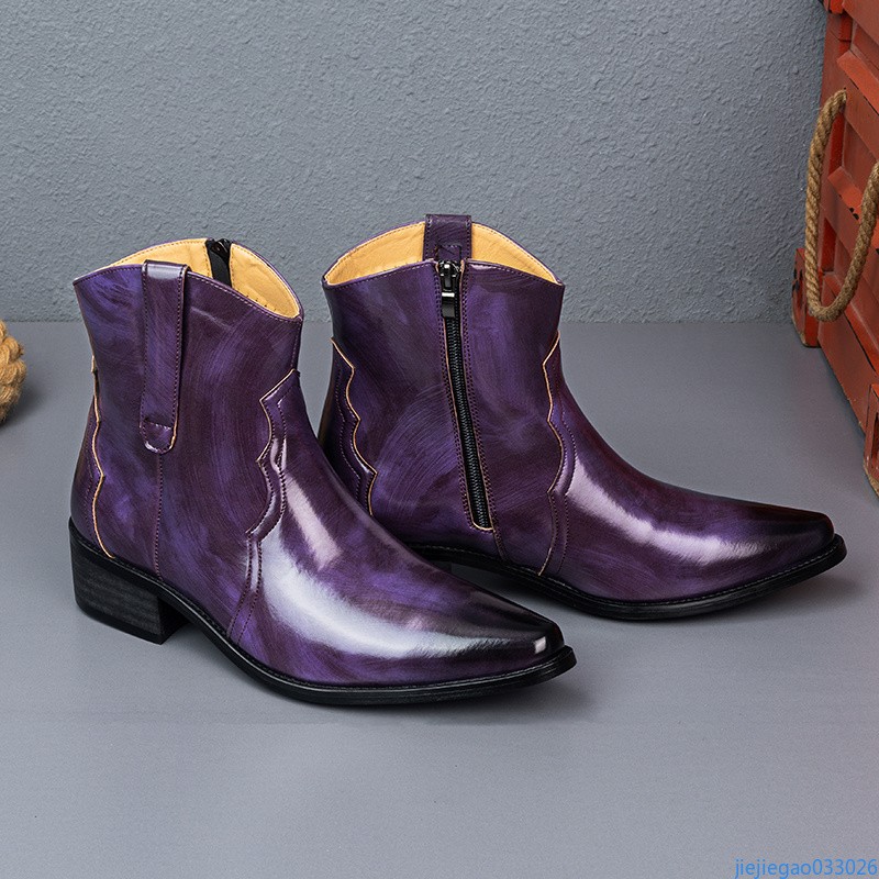 Hombres De Colección Negocios Punta Punta Punta Punta Botines Formales Vestido Cremallera Zapatos Chelsea