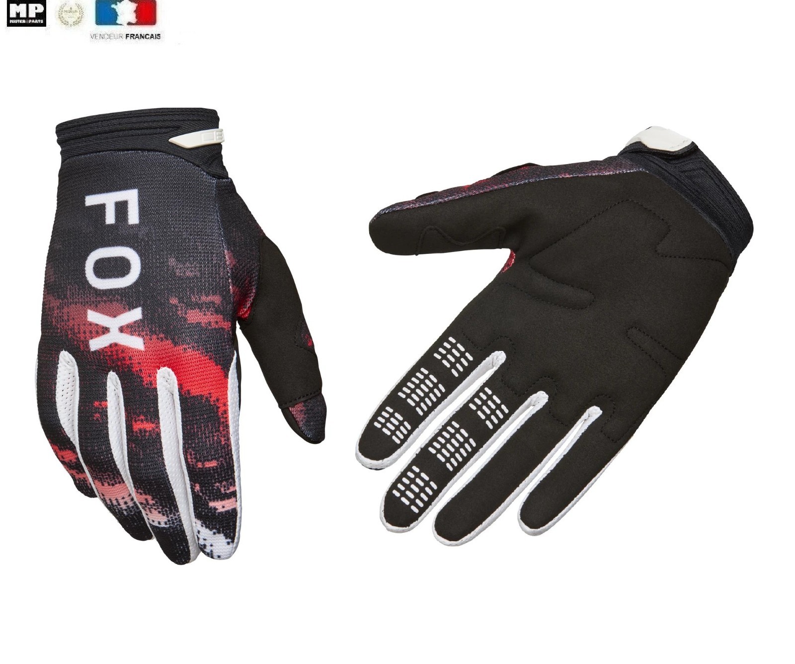 Gants Fox 180 Kairos blanc rouge adulte pour moto cross enduro