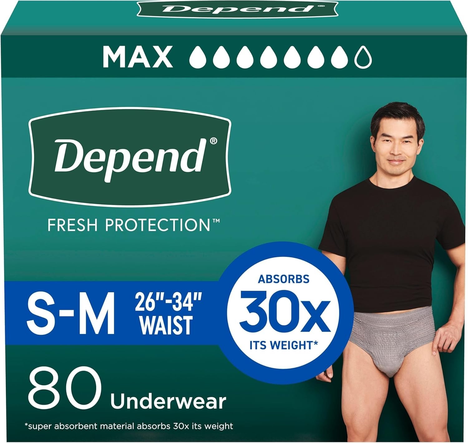 Depend Fresh Protection Adult Diapers, for Men S-M 80 Count
