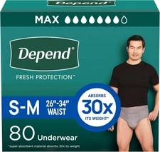 Depend Fresh Protection Adult Diapers, for Men S-M 80 Count