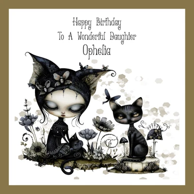 AMLDESIGN personalised birthday card daughter female niece sister cousin friends goth