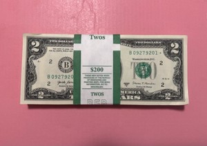 $2 Bill US 2017A AlI Star Notes UNC Uncirculated BEP $200 Strap Of 100 Sequenced